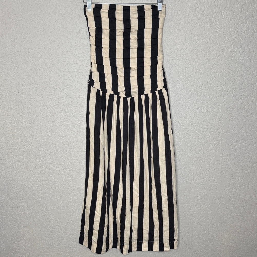 NWT Moon River Stripe Ruched Strapless Midi Dress Vacation Beach Size Small - Picture 3 of 8